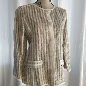 Chico's Beige and White Blazer